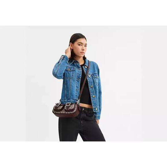 COACH Ashton Bag In Signature Jacquard CBJ00 Silver/Oak/Maple - Picture 10 of 11